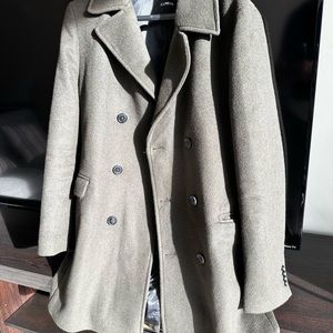 Double Breasted EXPRESS Olive Green Wool Top Coat